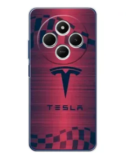 Чехол для TECNO Spark 30C с картинкой «Тесла красный карбон»
