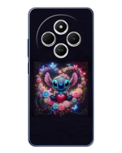 Чехол для TECNO Spark 30C с картинкой «Stitch в цветах»