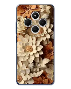 Чехол для TECNO Spark 30C с картинкой «Бежевый флористический декор»