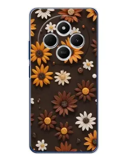 Чехол для TECNO Spark 30C с картинкой «Узор из маленьких подсолнухов»