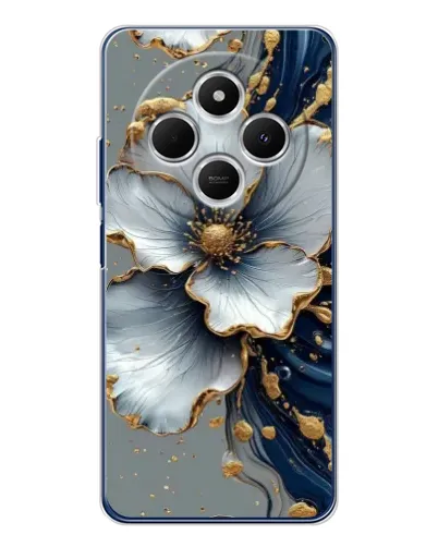 Чехол для TECNO Spark 30C с картинкой «Белый цветок и золотой флюид» Чехол для TECNO Spark 30C с картинкой «Белый цветок и золотой флюид»