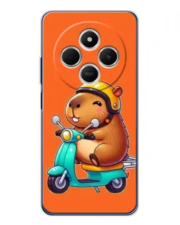 Чехол для TECNO Spark 30C с картинкой «Капибара на скутере»