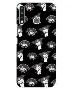 Чехол для TECNO Spark 4 с картинкой «Черный паттерн Kuromi»