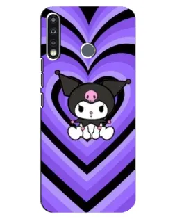 Чехол для TECNO Spark 4 с картинкой «Kuromi и фиолетовые сердца»