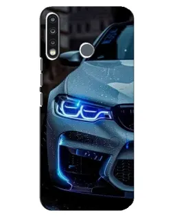 Чохол для TECNO Spark 4 з картинкою «Погляд BMW з синіми фарами»