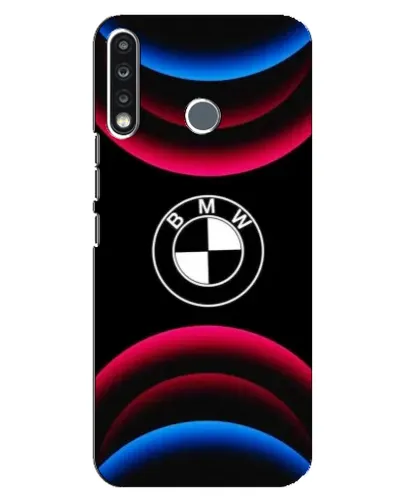 Чохол для TECNO Spark 4 з картинкою «Логотип BMW та неонові дуги»