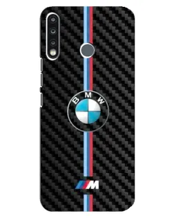 Чохол для TECNO Spark 4 з картинкою «Емблема BMW та карбон»