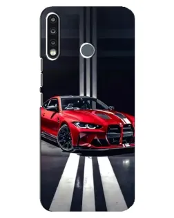 Чохол для TECNO Spark 4 з картинкою «Червона BMW на дорозі»