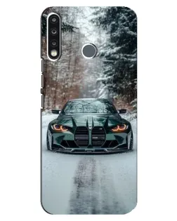 Чохол для TECNO Spark 4 з картинкою «BMW у зимовому лісі»