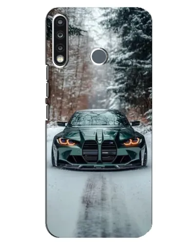 Чохол для TECNO Spark 4 з картинкою «BMW у зимовому лісі»