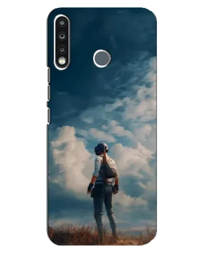 Чехол для TECNO Spark 4 с картинкой «Герой PUBG на скале»