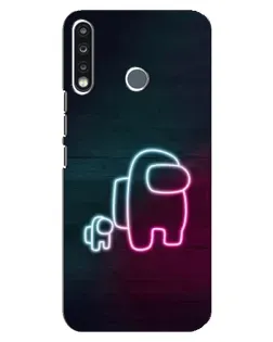 Чехол для TECNO Spark 4 с картинкой «Among Us неон-арт»