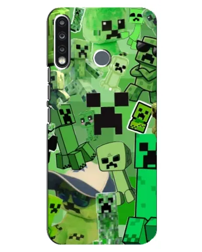 Чехол для TECNO Spark 4 с картинкой «Криперы Minecraft»