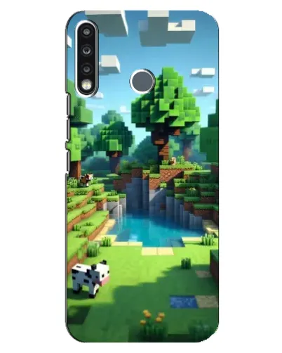Чехол для TECNO Spark 4 с картинкой «Minecraft летний день»