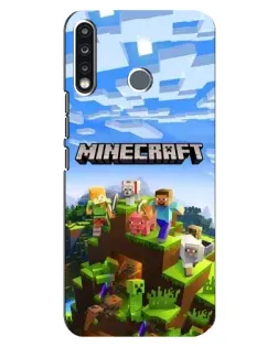 Чехол для TECNO Spark 4 с картинкой «Minecraft классический мир»