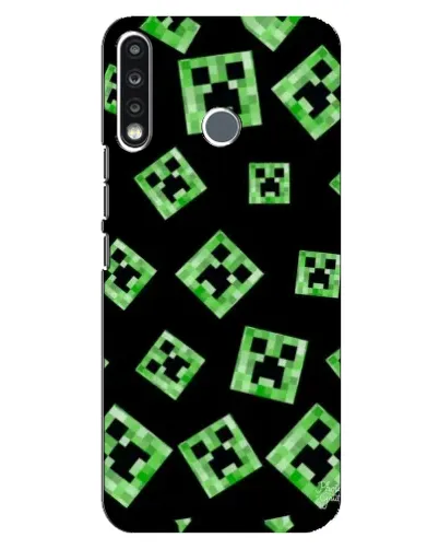 Чехол для TECNO Spark 4 с картинкой «Паттерн с криперами»