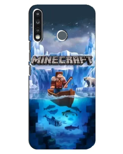 Чехол для TECNO Spark 4 с картинкой «Minecraft ледяной мир»