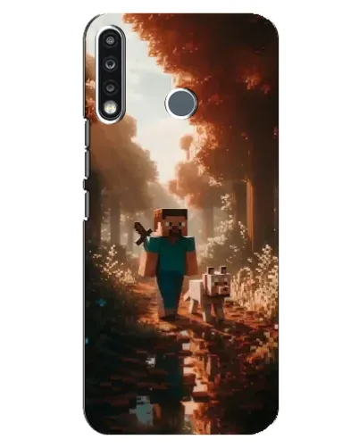 Чехол для TECNO Spark 4 с картинкой «Стив в лесу»