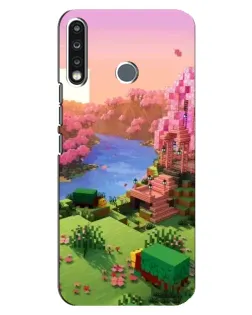 Чехол для TECNO Spark 4 с картинкой «Розовое дерево Minecraft»