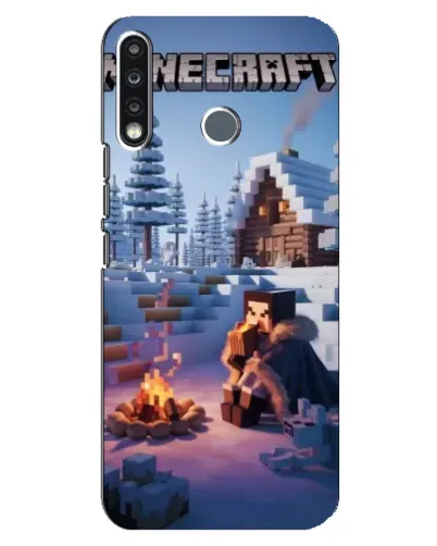 Чехол для TECNO Spark 4 с картинкой «Зимний Minecraft»