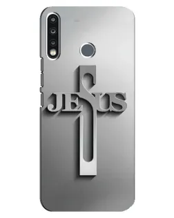 Чохол для TECNO Spark 4 з картинкою «Металевий хрест Jesus»