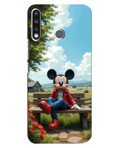 Чохол для TECNO Spark 4 з картинкою «Міккі на лавці»