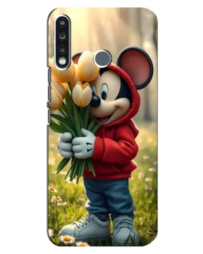 Чохол для TECNO Spark 4 з картинкою «Міккі з тюльпанами»