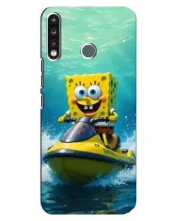 Чохол для TECNO Spark 4 з картинкою «Спанч Боб на гідроциклі»