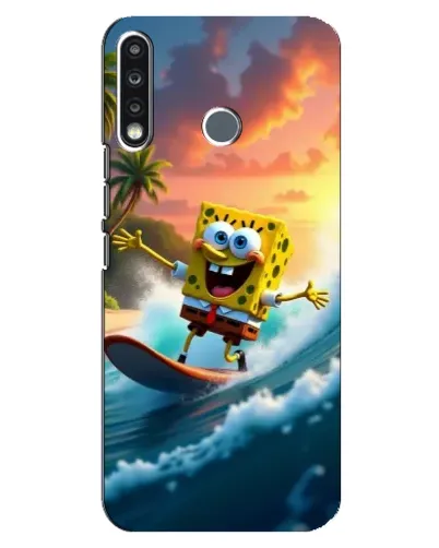 Чохол для TECNO Spark 4 з картинкою «Губка Боб серфінгіст»