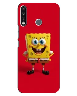 Чохол для TECNO Spark 4 з картинкою «Спанч Боб на червоному»