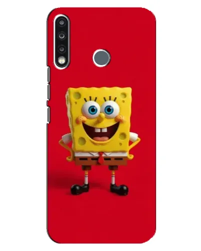 Чохол для TECNO Spark 4 з картинкою «Спанч Боб на червоному»