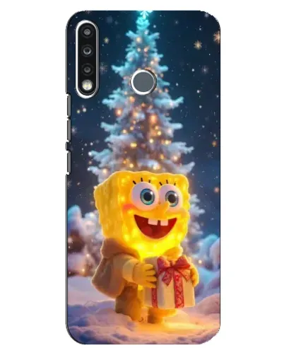 Чохол для TECNO Spark 4 з картинкою «Різдвяний Спанч Боб»
