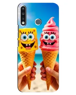 Чохол для TECNO Spark 4 з картинкою «Спанч Боб морозиво»