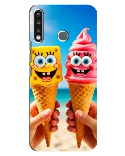 Чохол для TECNO Spark 4 з картинкою «Спанч Боб морозиво»