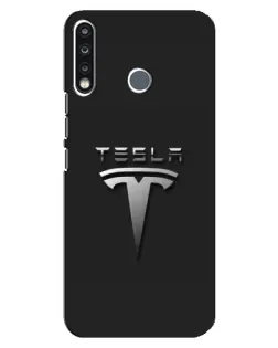 Чохол для TECNO Spark 4 з картинкою «Сталевий логотип Tesla»