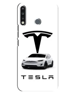 Чохол для TECNO Spark 4 з картинкою «Tesla White Style»