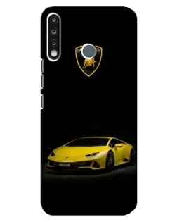 Чехол для TECNO Spark 4 с картинкой «Lamborghini желтый акцент»