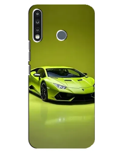 Чехол для TECNO Spark 4 с картинкой «Салатовый Lamborghini Huracan»