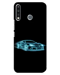 Чехол для TECNO Spark 4 с картинкой «Неоновый контур Lamborghini»