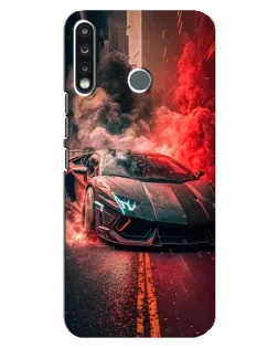 Чехол для TECNO Spark 4 с картинкой «Lamborghini красный дым»