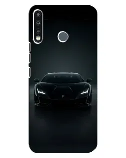 Чехол для TECNO Spark 4 с картинкой «Черный Lamborghini Aventador»