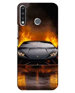Чехол для TECNO Spark 4 с картинкой «Lamborghini в огне»