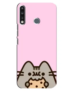 Чохол для TECNO Spark 4 з картинкою «Pusheen та печиво»