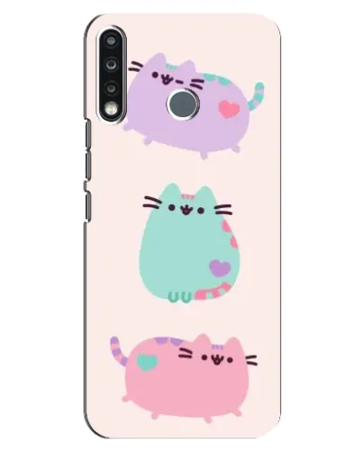Чохол для TECNO Spark 4 з картинкою «Pusheen тріо»