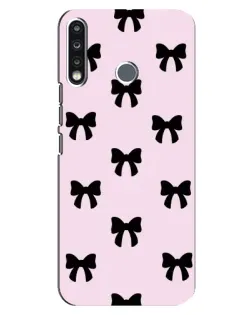 Чехол для TECNO Spark 4 с картинкой «Черные банты Coquette»