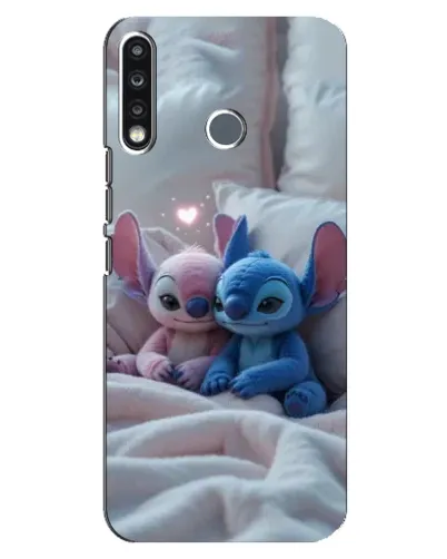 Чехол для TECNO Spark 4 с картинкой «Плюшевые Стич Ангел»