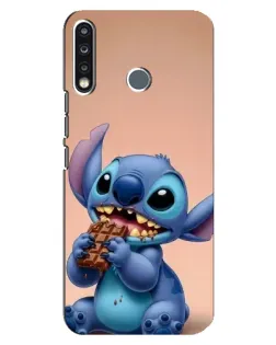 Чехол для TECNO Spark 4 с картинкой «Стич ест шоколад»