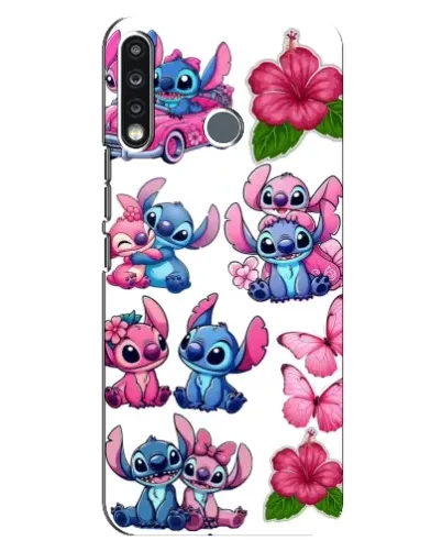 Чехол для TECNO Spark 4 с картинкой «Стикеры Stitch и Angel»