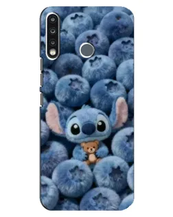 Чехол для TECNO Spark 4 с картинкой «Стич и голубика»