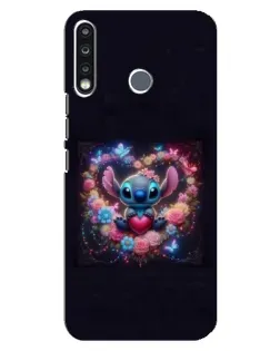 Чехол для TECNO Spark 4 с картинкой «Stitch в цветах»